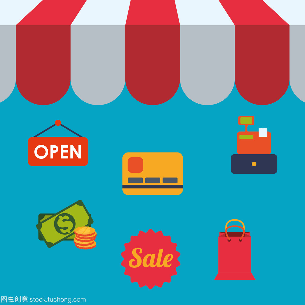 購物市場店商店圖標(biāo)集